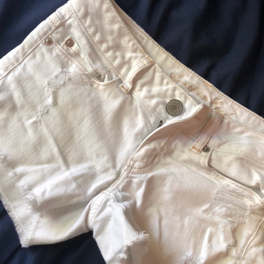 American Eagle white denim shorts
